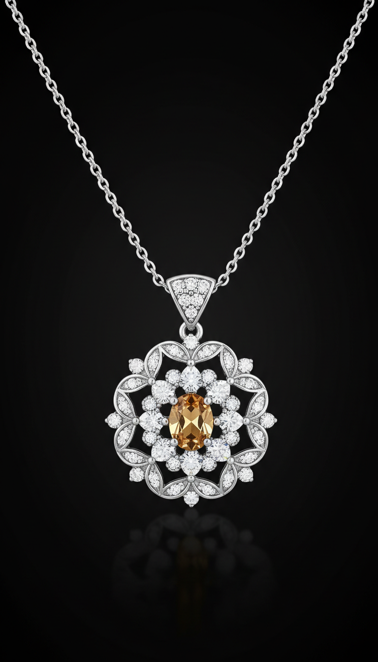 Alloy rhinestone pendant necklace
