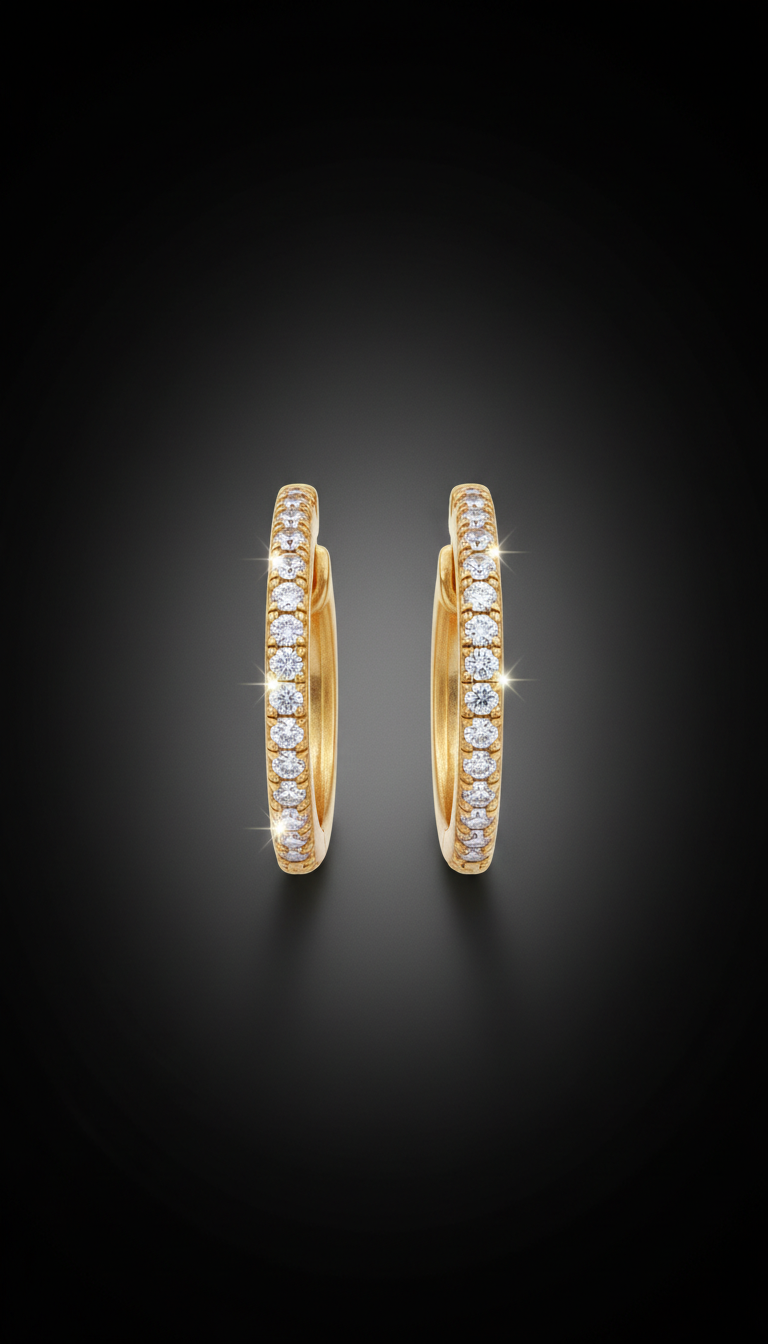 Brass cubic zirconia hoop earrings
